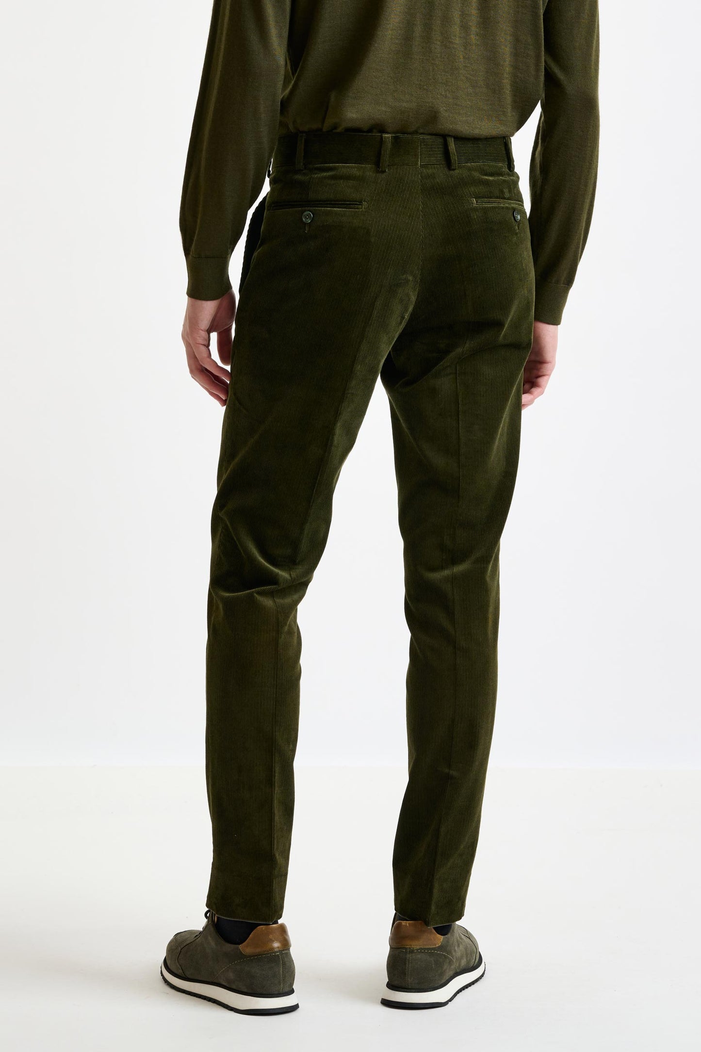 Pantalon Gibet en Coton Velours Côtelé Vert