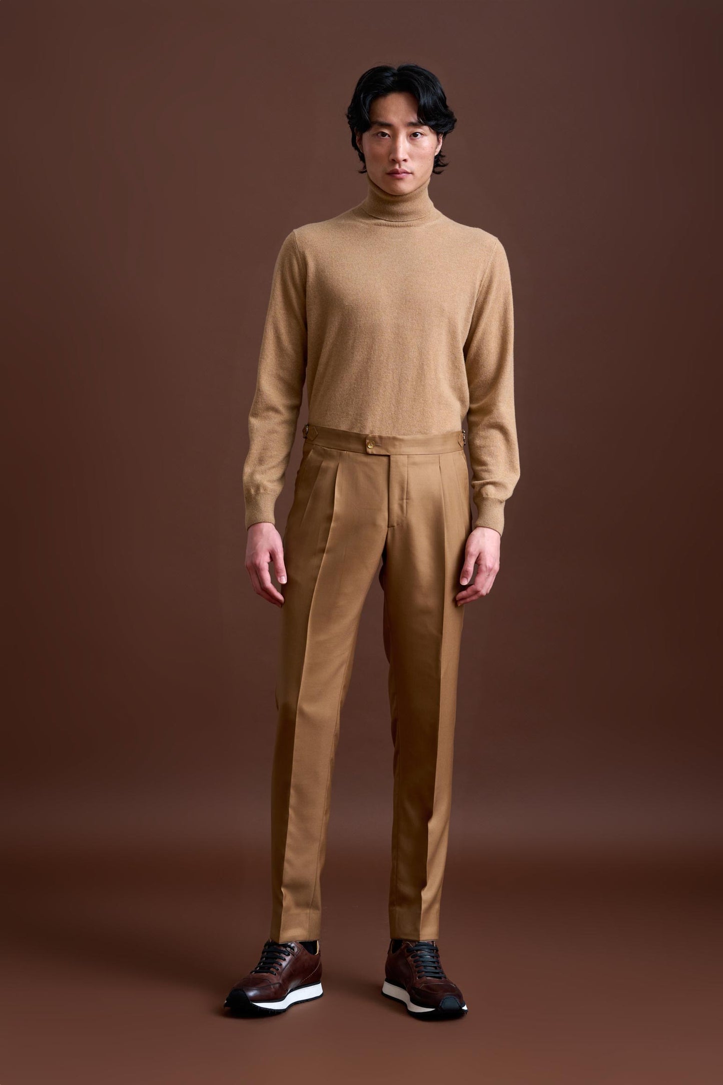 Brown 100% Cashmere Gibbet Trouser Golden Gate