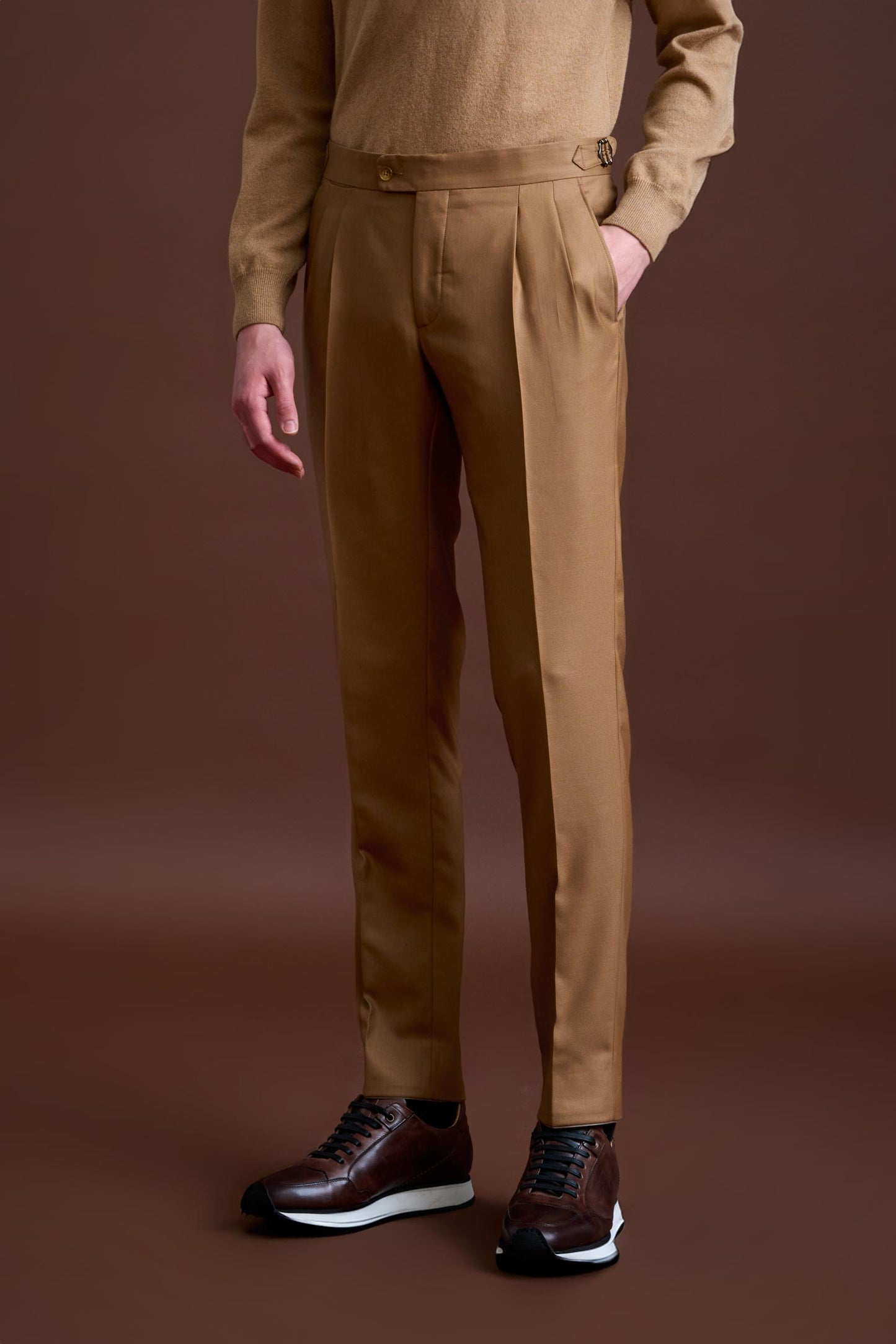 Brown 100% Cashmere Gibbet Trouser Golden Gate - View 2