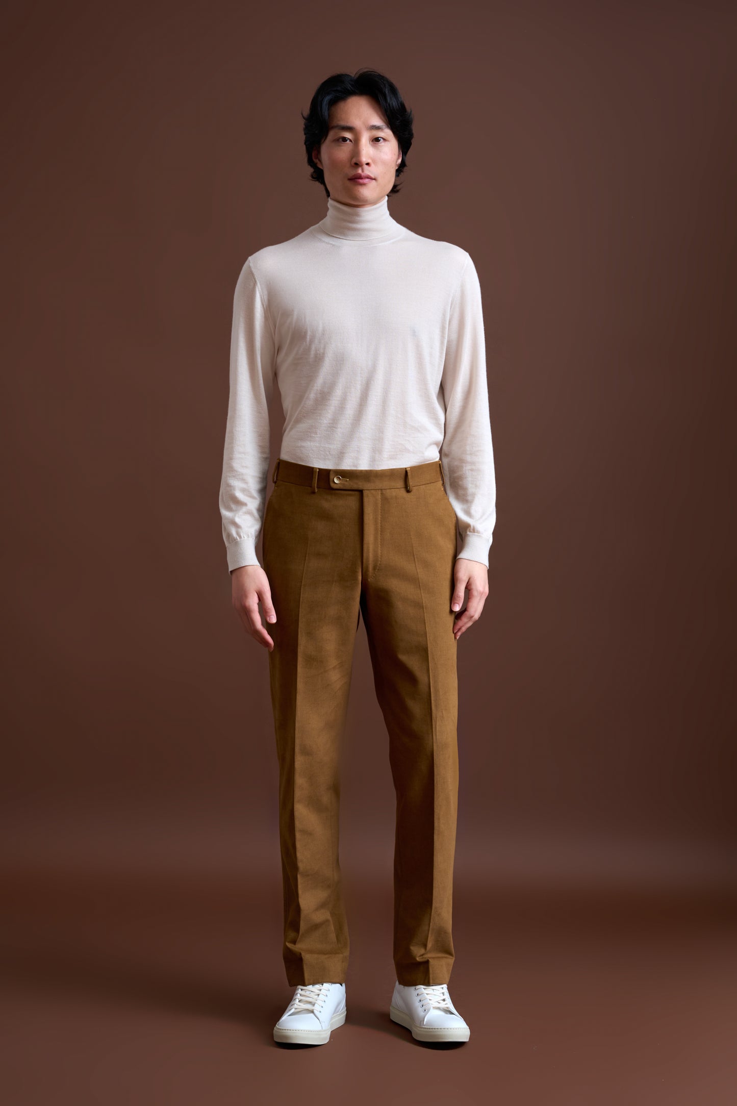 Pantalon Farley en coton et cachemire marron