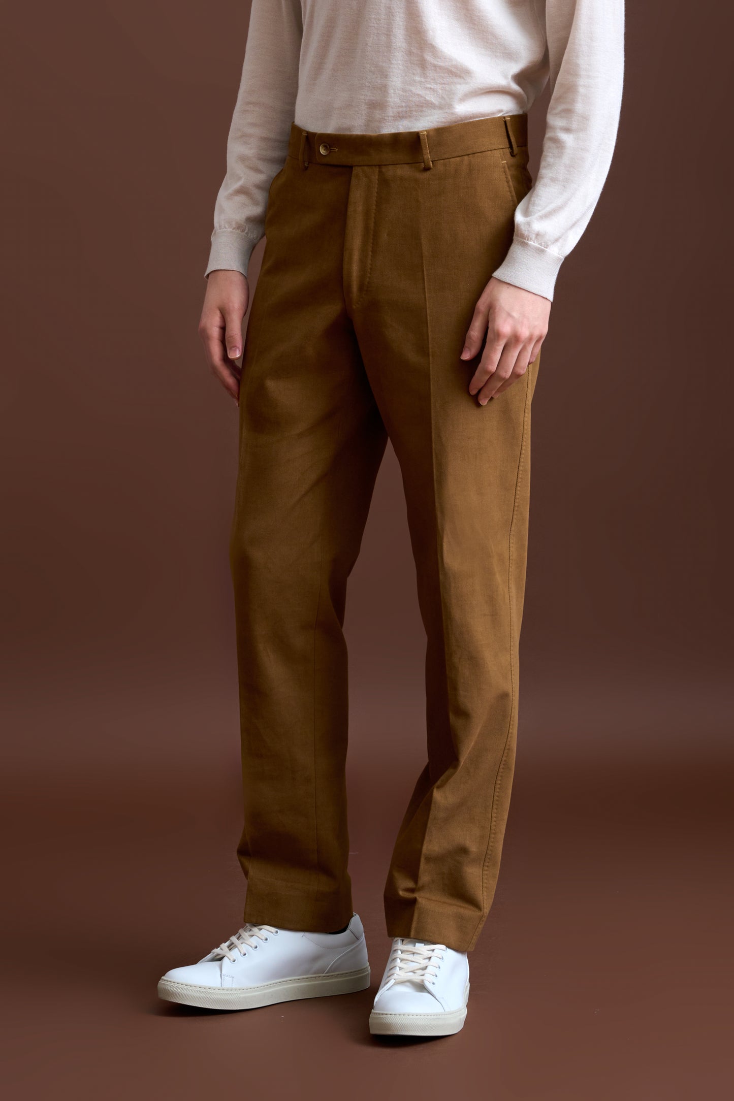 Pantalon Farley en coton et cachemire marron