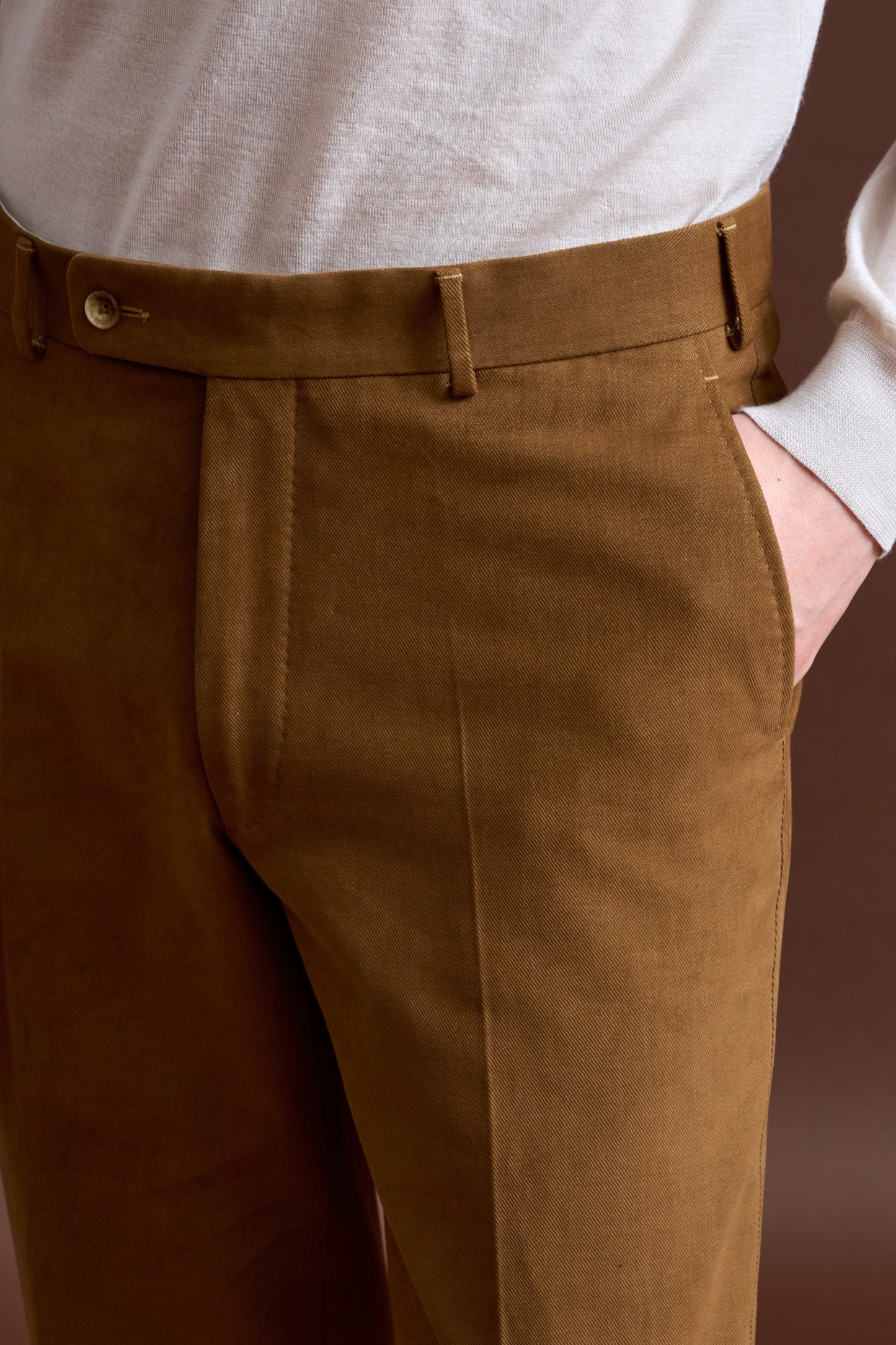 Pantalon Farley en coton et cachemire marron