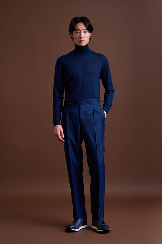 Blue 100% Cashmere Gibbet Trouser Golden Gate - View 1