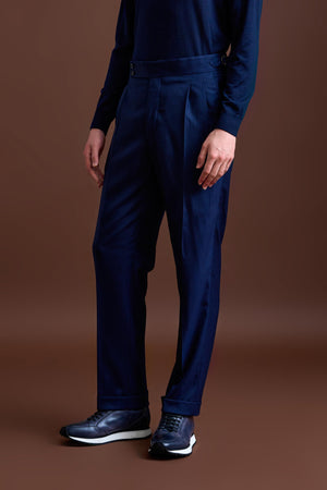 Blue 100% Cashmere Gibbet Trouser Golden Gate - View 2