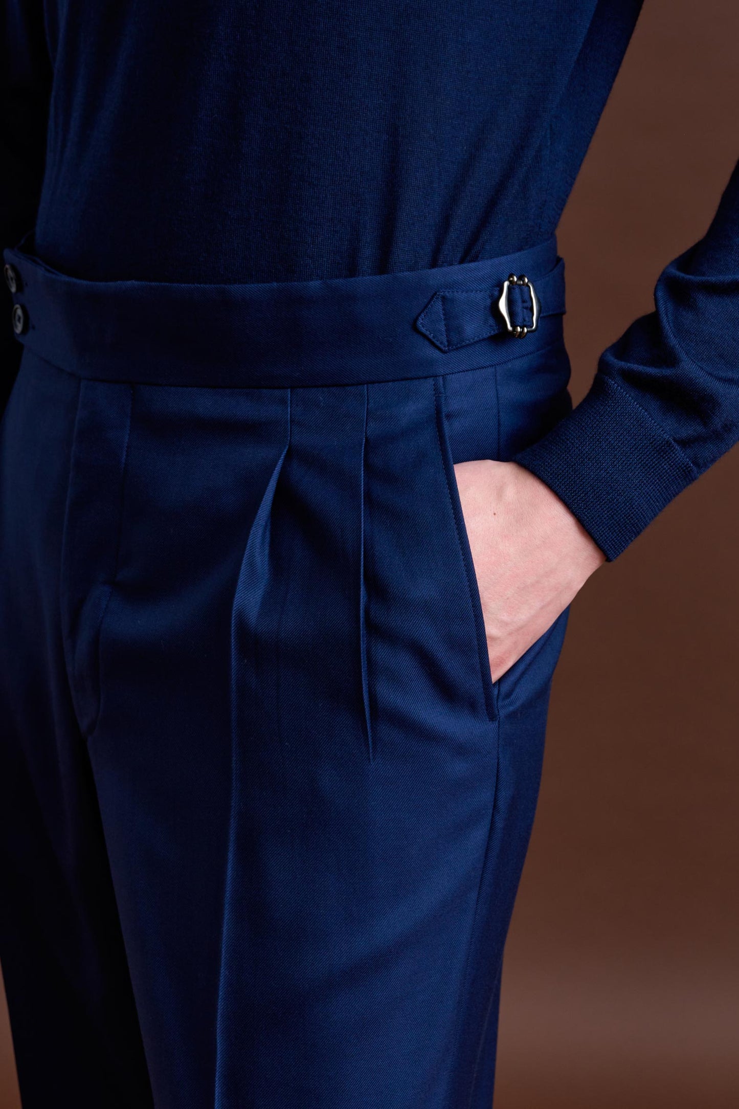 Blue 100% Cashmere Gibbet Trouser Golden Gate