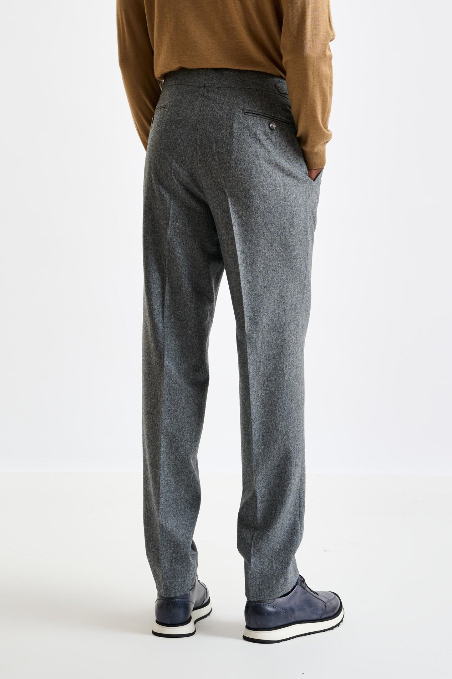 Grey Super 100's Wool Farley Trouser Flannel Saxony - View 5