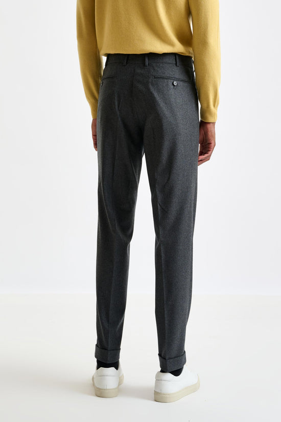 Grey Super 120's Wool Farley Trouser Flannel Saxony - View 5