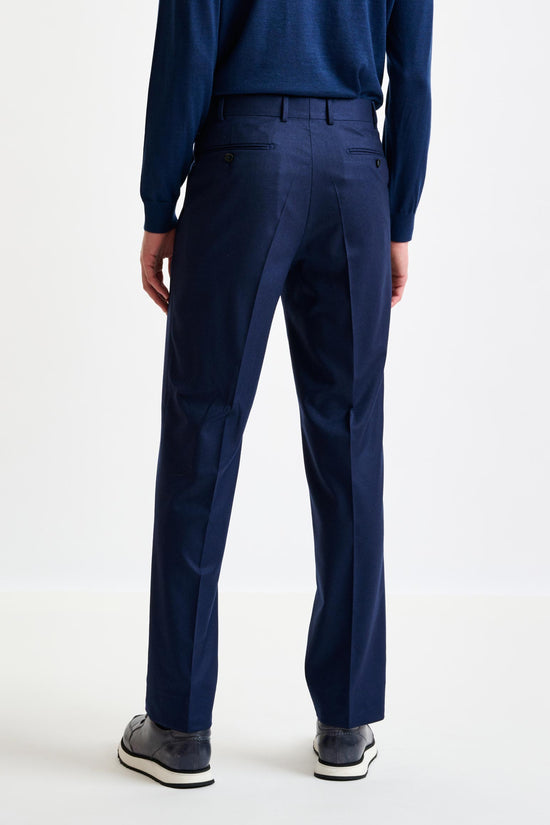 Dark Blue Super 100's Wool Farley Trouser Flannel Saxony - View 4