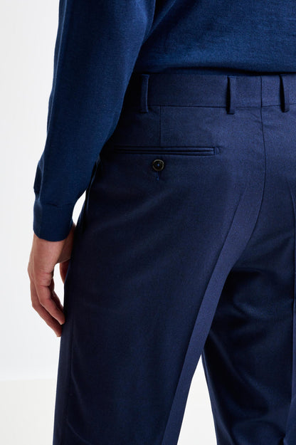 Dark Blue Super 100's Wool Farley Trouser Flannel Saxony - View 5
