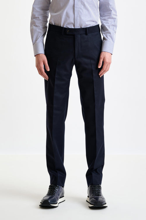 Midnight Blue Super 100's Wool Farley Trouser Flannel Saxony - View 2