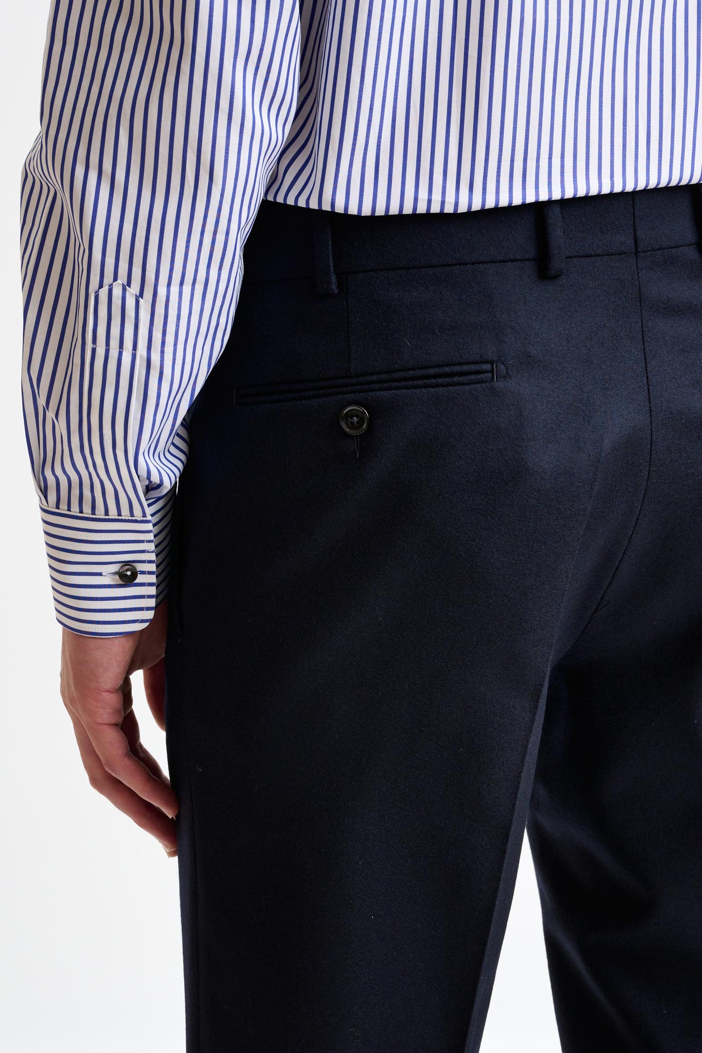 Pantalon Farley en Laine Super 100's Bleu Nuit Flanelle Saxony