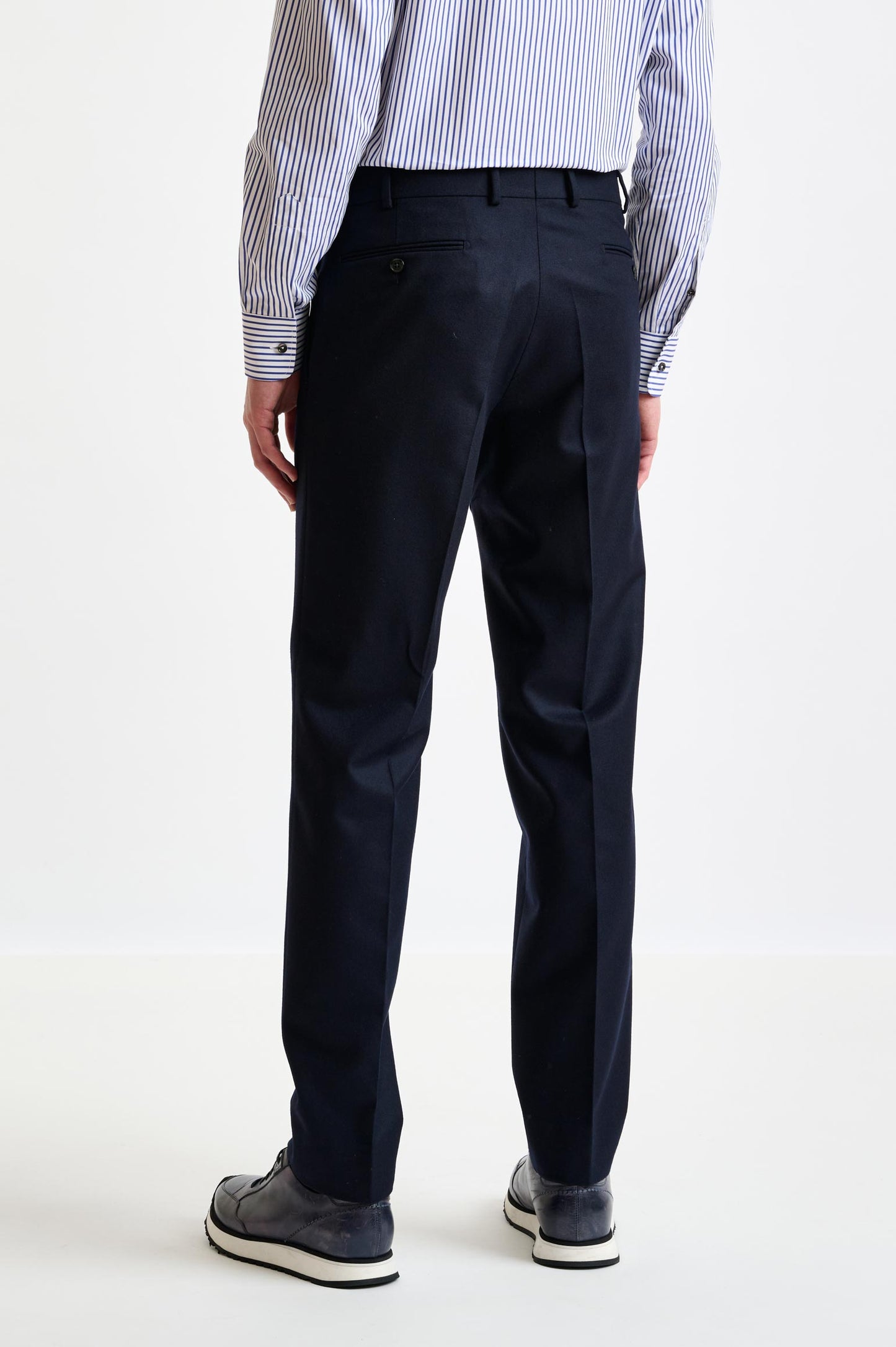 Midnight Blue Super 100's Wool Farley Trouser Flannel Saxony