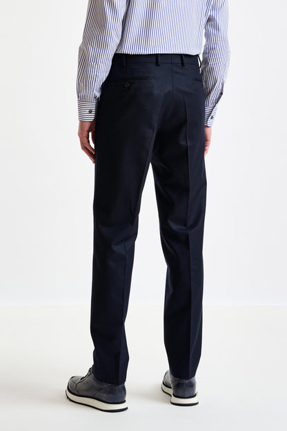 Midnight Blue Super 100's Wool Farley Trouser Flannel Saxony - View 5