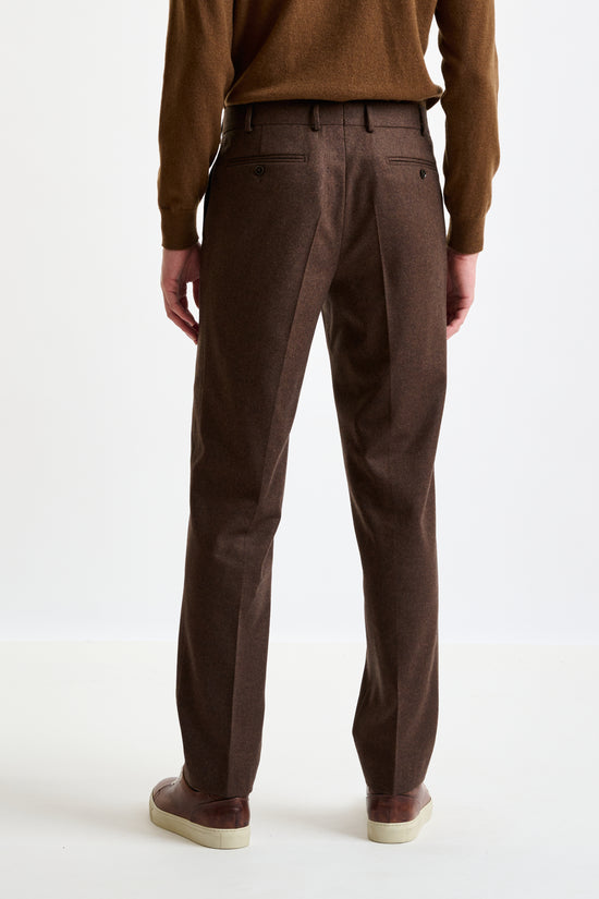 Brown Super 100's Wool Farley Trouser Flannel Saxony - View 5