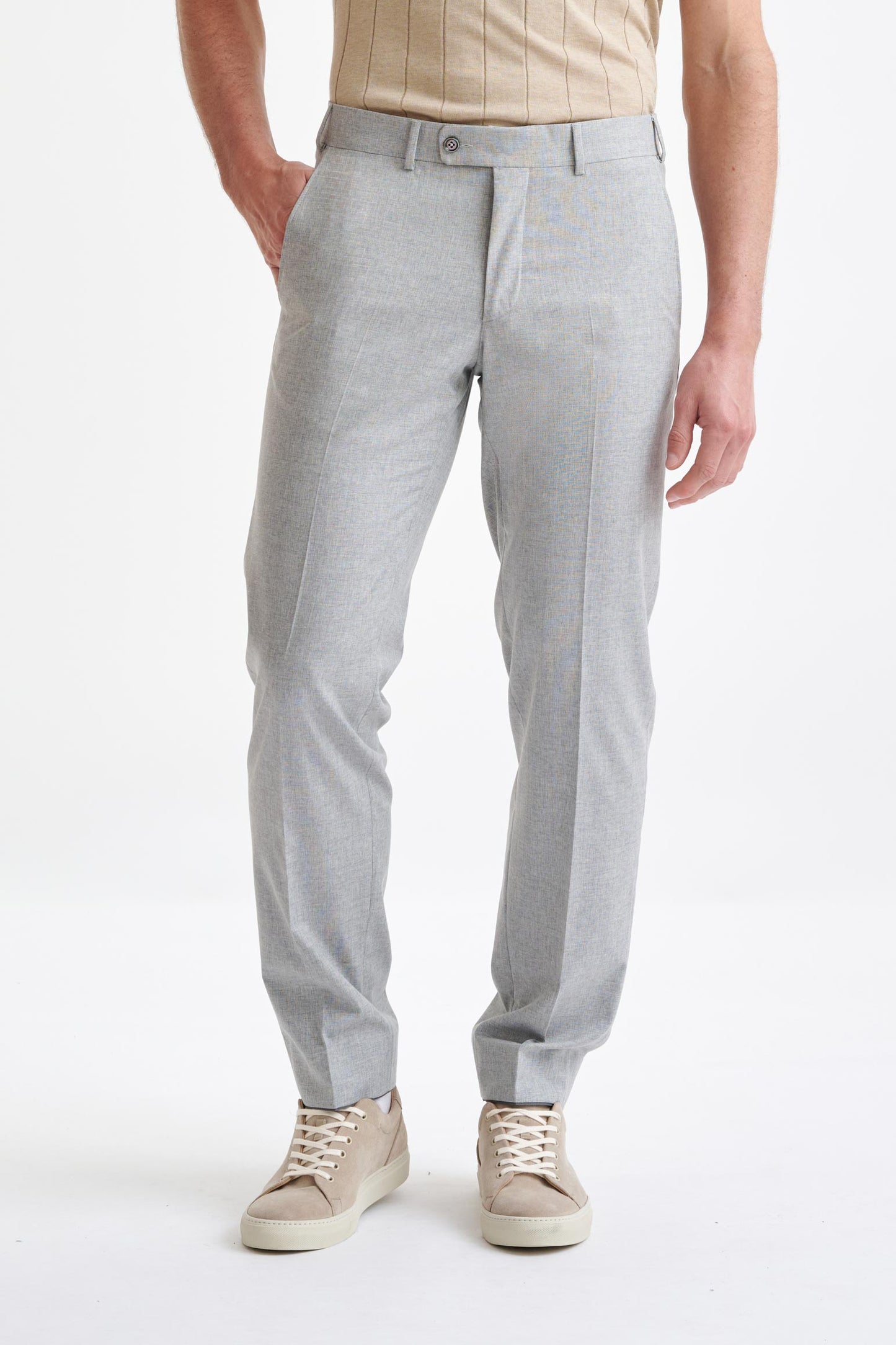 Light Grey Wool & Cotton Farley Trousers Lifestyle