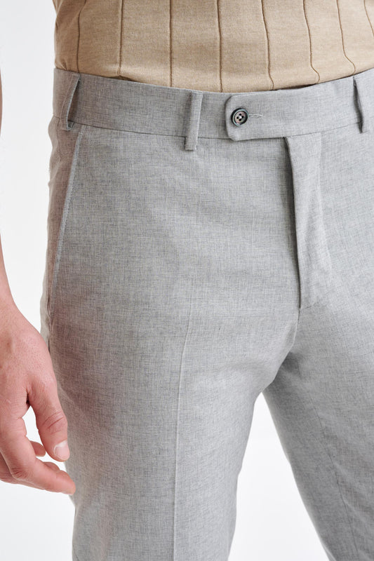 Light Grey Wool & Cotton Farley Trousers Lifestyle