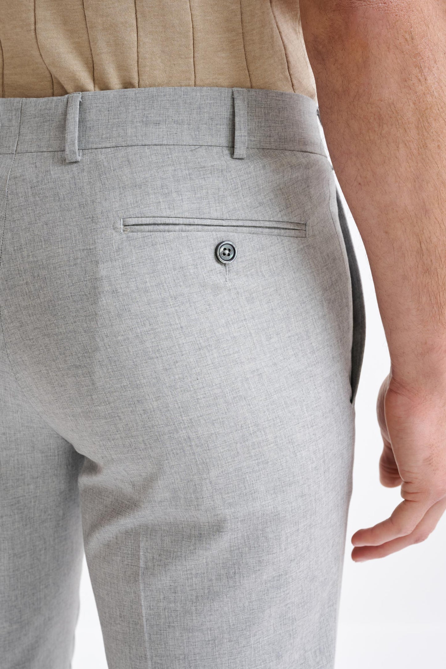 Light Grey Wool & Cotton Farley Trousers Lifestyle