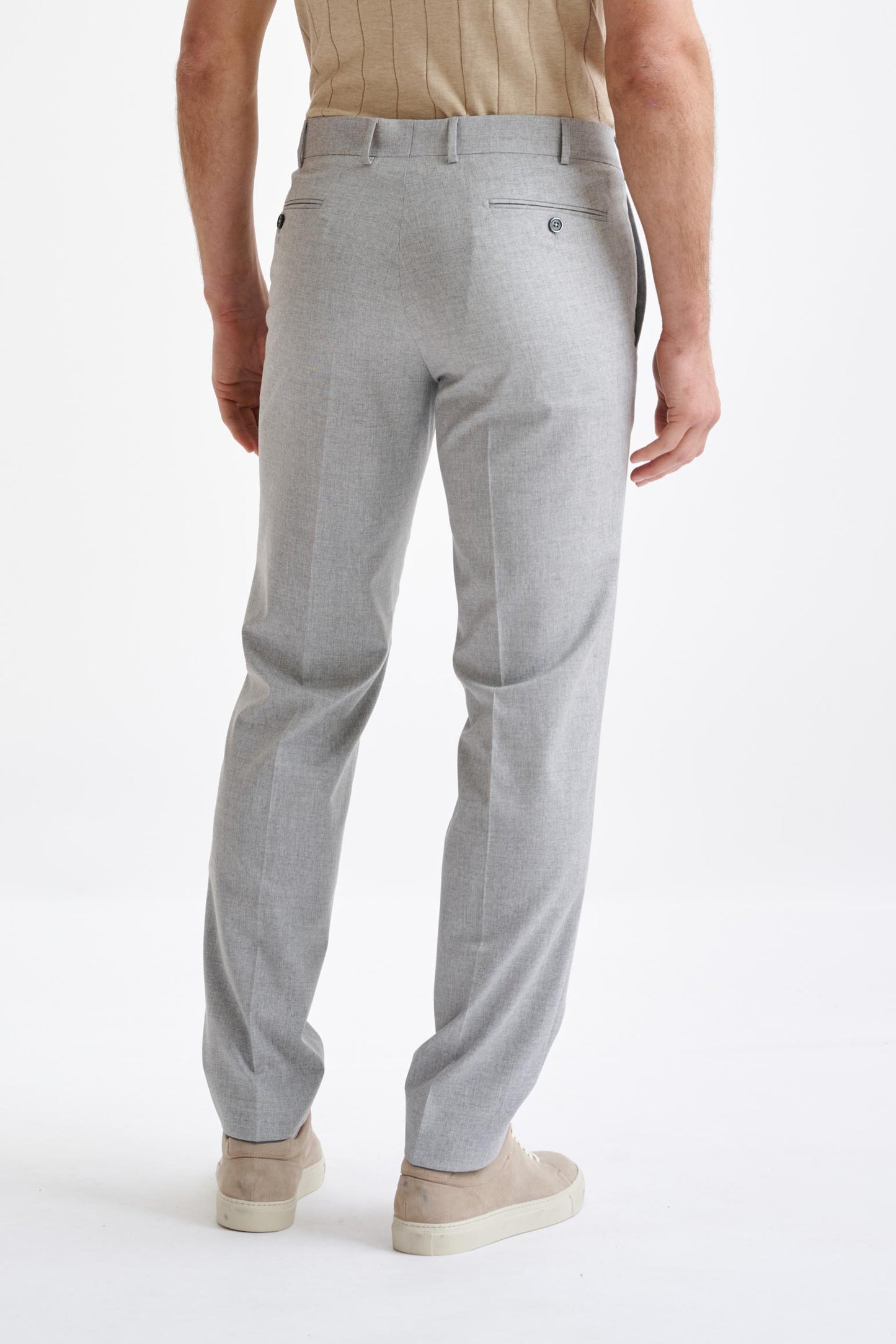 Light Grey Wool & Cotton Farley Trousers Lifestyle