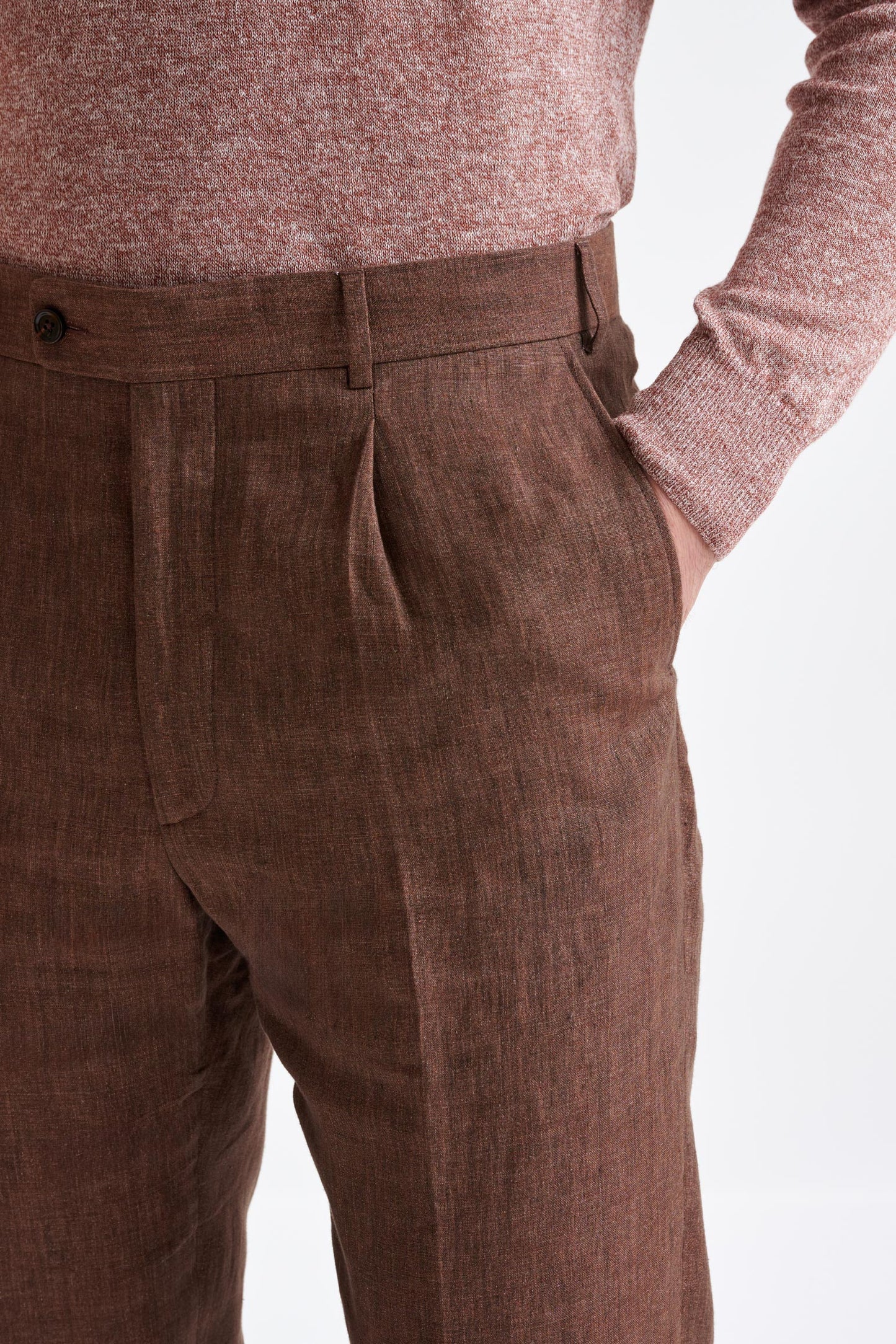 Brown Linen Farley Trousers Pure Linen