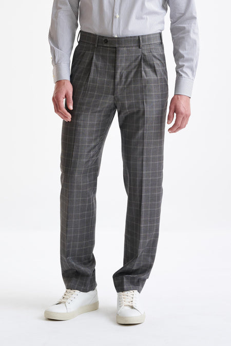 Mid Grey Super 100's Merino Wool Farley Trousers The Royal - View One