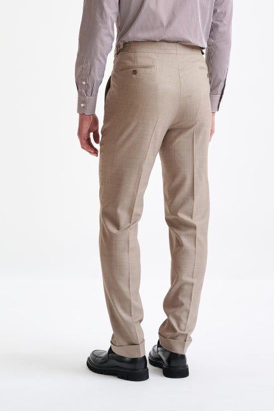 Beige Super 130's Wool  Farley Trousers Crossover - View Five