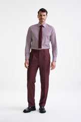 Burgundy Super 100's Wool Farley Trousers New Deluxe - View Two