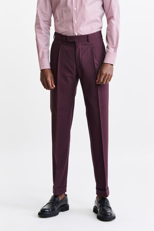 Capri Pantalon Farley en Laine Bordeaux 