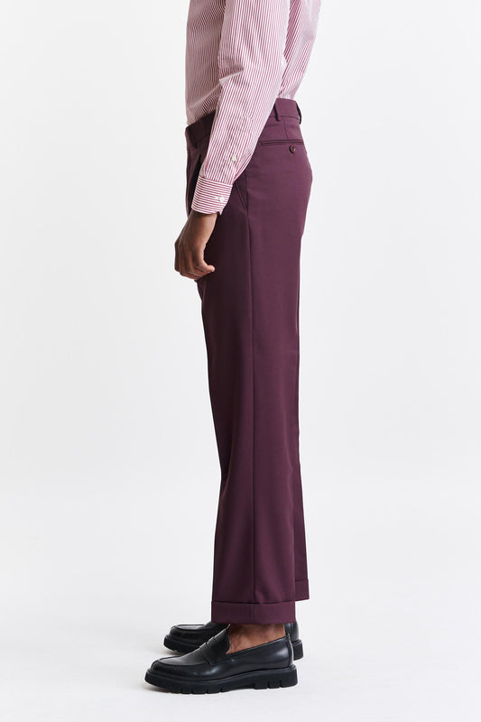 Burgundy Wool Farley Trousers Capri Image 3