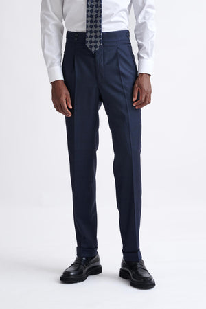 Dark Blue  Super 130's Wool  Farley Trousers Eton - View One