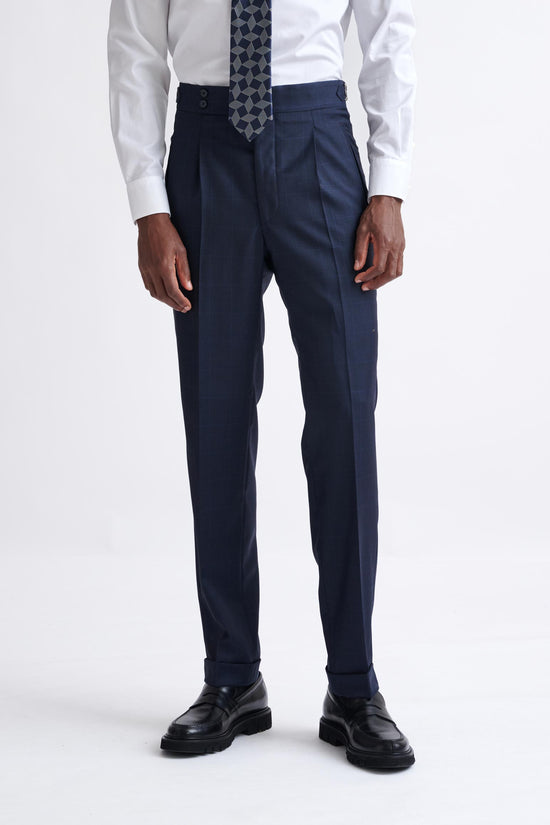 Dark Blue  Super 130's Wool  Farley Trousers Eton - View One