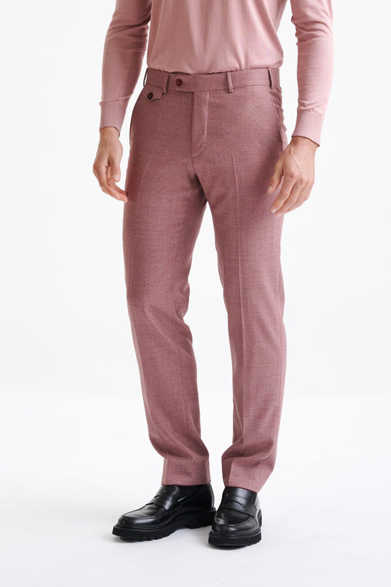 Pink Super 130's Wool  Farley Trousers Crossover - View One