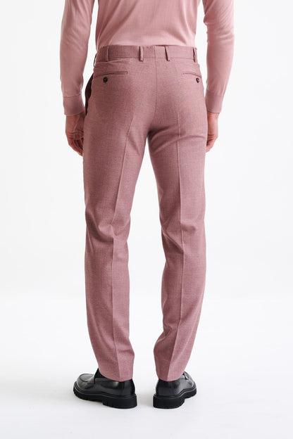 Pink Super 130's Wool  Farley Trousers Crossover - View Five