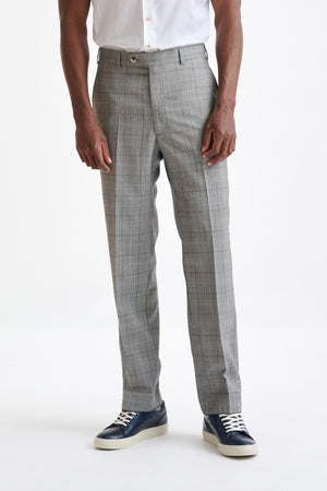 Grey & White Check Wool Farley Trousers Cosmopolitan - View One