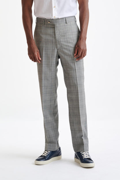 Grey & White Check Wool Farley Trousers Cosmopolitan - View One