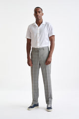 Grey & White Check Wool Farley Trousers Cosmopolitan - View Two