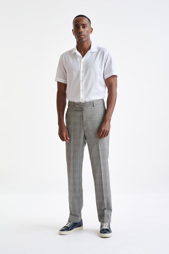 Grey & White Check Wool Farley Trousers Cosmopolitan - View Two
