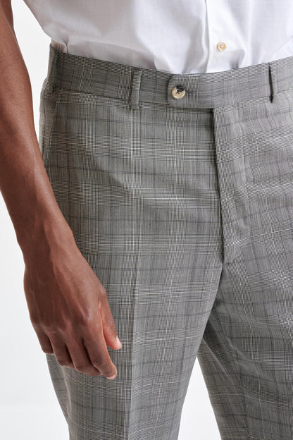 Grey & White Check Wool Farley Trousers Cosmopolitan - View Three