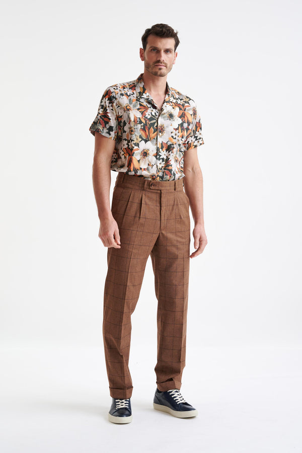 Pantalones Farley De Lana Y Algodón A Cuadros Marrones Lifestyle
