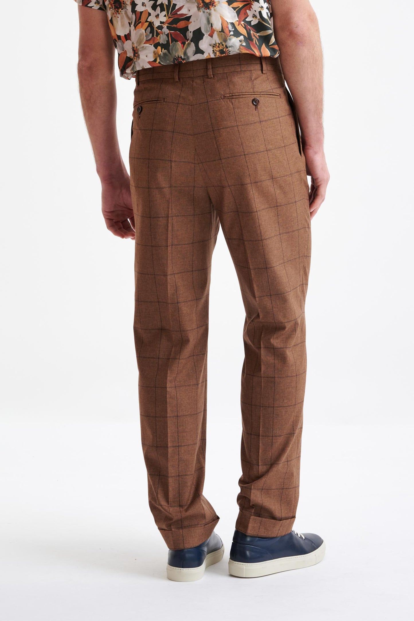 Brown  Check Wool & Cotton Farley Trousers Lifestyle