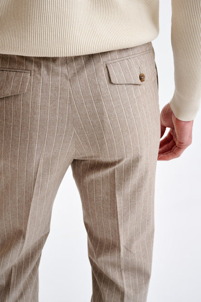 Light Brown Wool & Cotton Farley Trousers Lifestyle - View Four