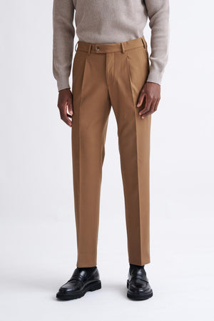 Tan Wool with Stretch Farley Trousers Connect - View One