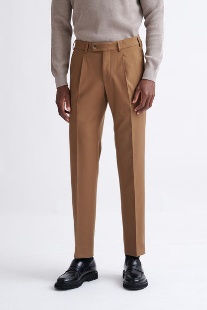Tan Wool with Stretch Farley Trousers Connect - View One