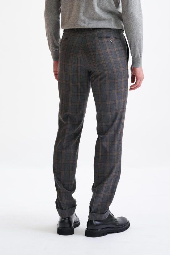 Grey Brown Check Wool Farley Trousers Lifestyle - View Five