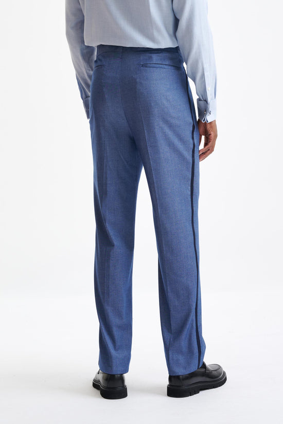 Denim Blue Cashmere & Cotton Farley Trousers Cashmere Denim - View Five