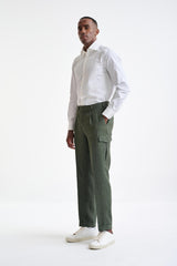 Green Linen Farley Trousers Pure Linen - View Two