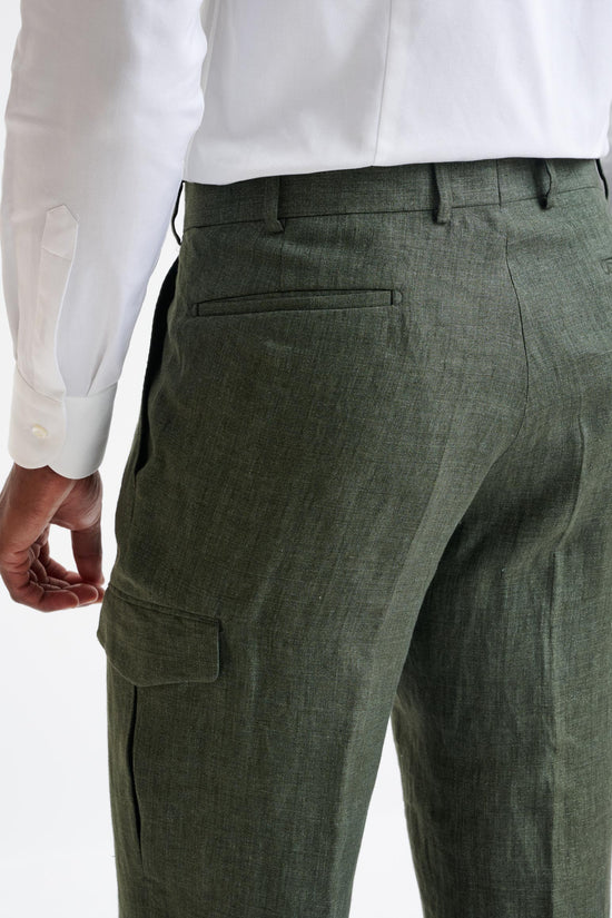 Green Linen Farley Trousers Pure Linen - View Four