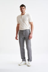 Grey Wool & Cotton Farley Trousers Lifestyle - View Two