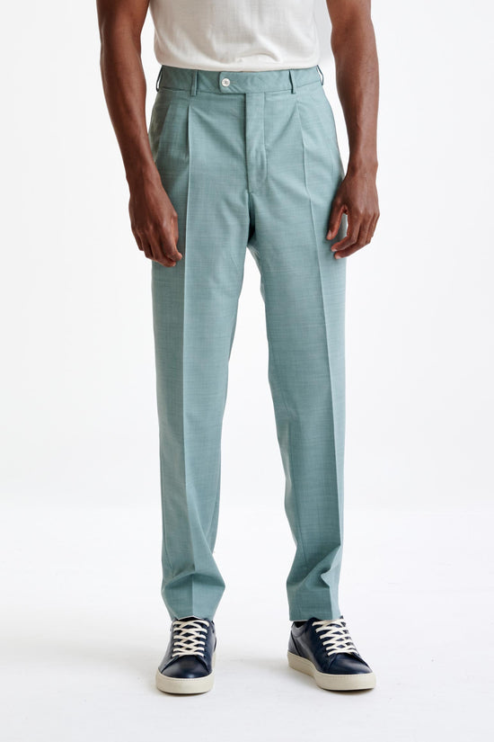 Sage Green Wool Farley Trousers Dynamic - View One