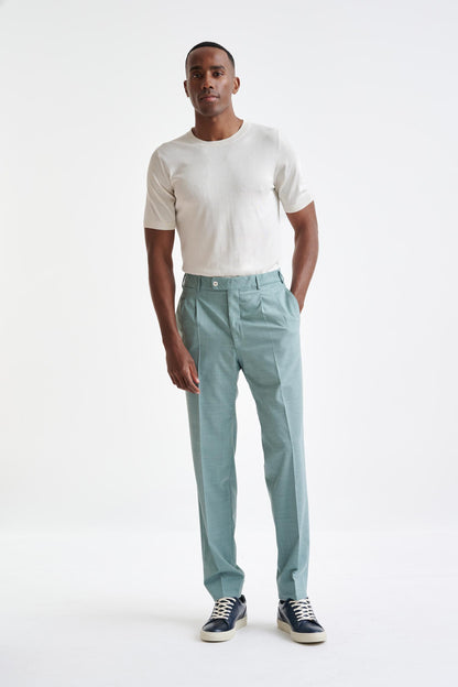 Sage Green Wool Farley Trousers Dynamic - View Two