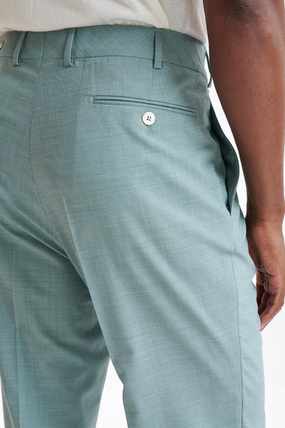 Sage Green Wool Farley Trousers Dynamic - View Four